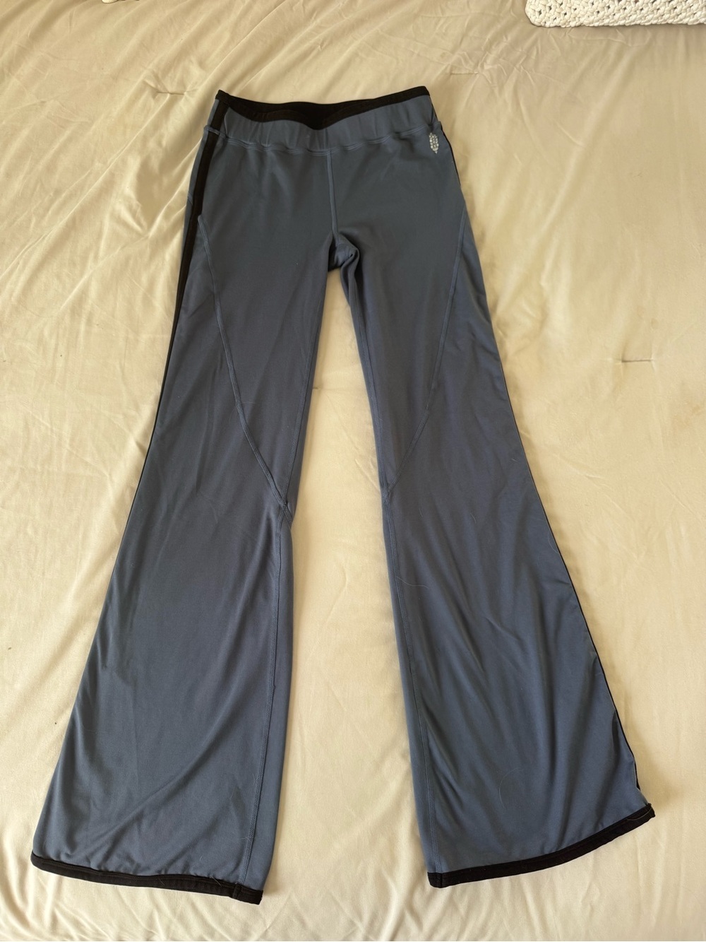 Free People Movement Flared Yoga Pants in Dark Grey with Black